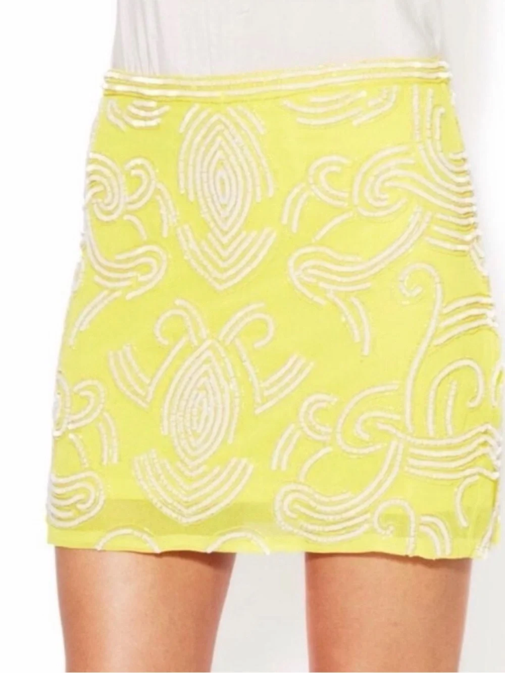 Yumi Kim Yellow Beaded Mini Skirt